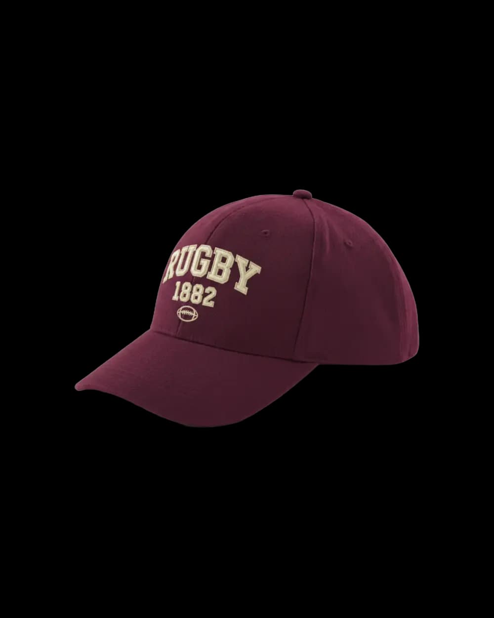 Inspiration casquette personnalisée brodée Rugby 1882 ballon sur baseball bordeaux