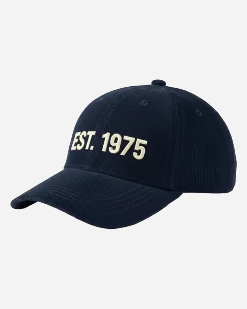 Inspiration casquette personnalisée brodée EST 1975 sur velours bleu marine