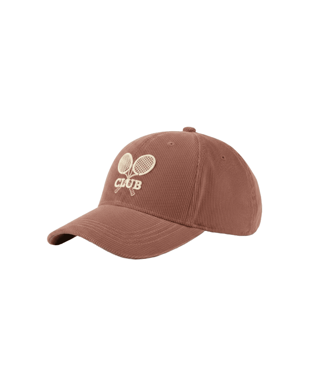 Inspiration casquette personnalisée brodée Tennis Club rackets sur velours saumon