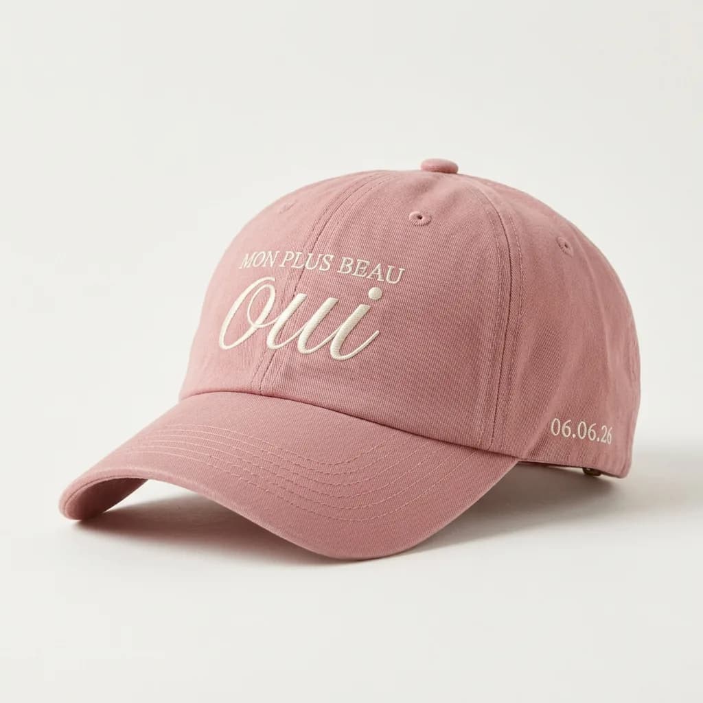 Casquette brodée prénom et date de mariage