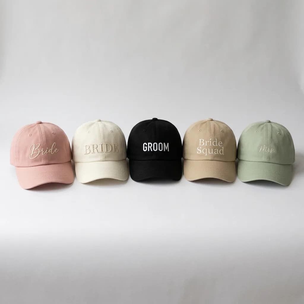 Casquettes mariage assorties Bride, Groom et Team