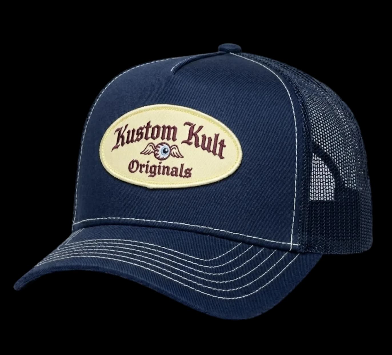 Écusson brodé appliqué sur casquette personnalisée, finition patch