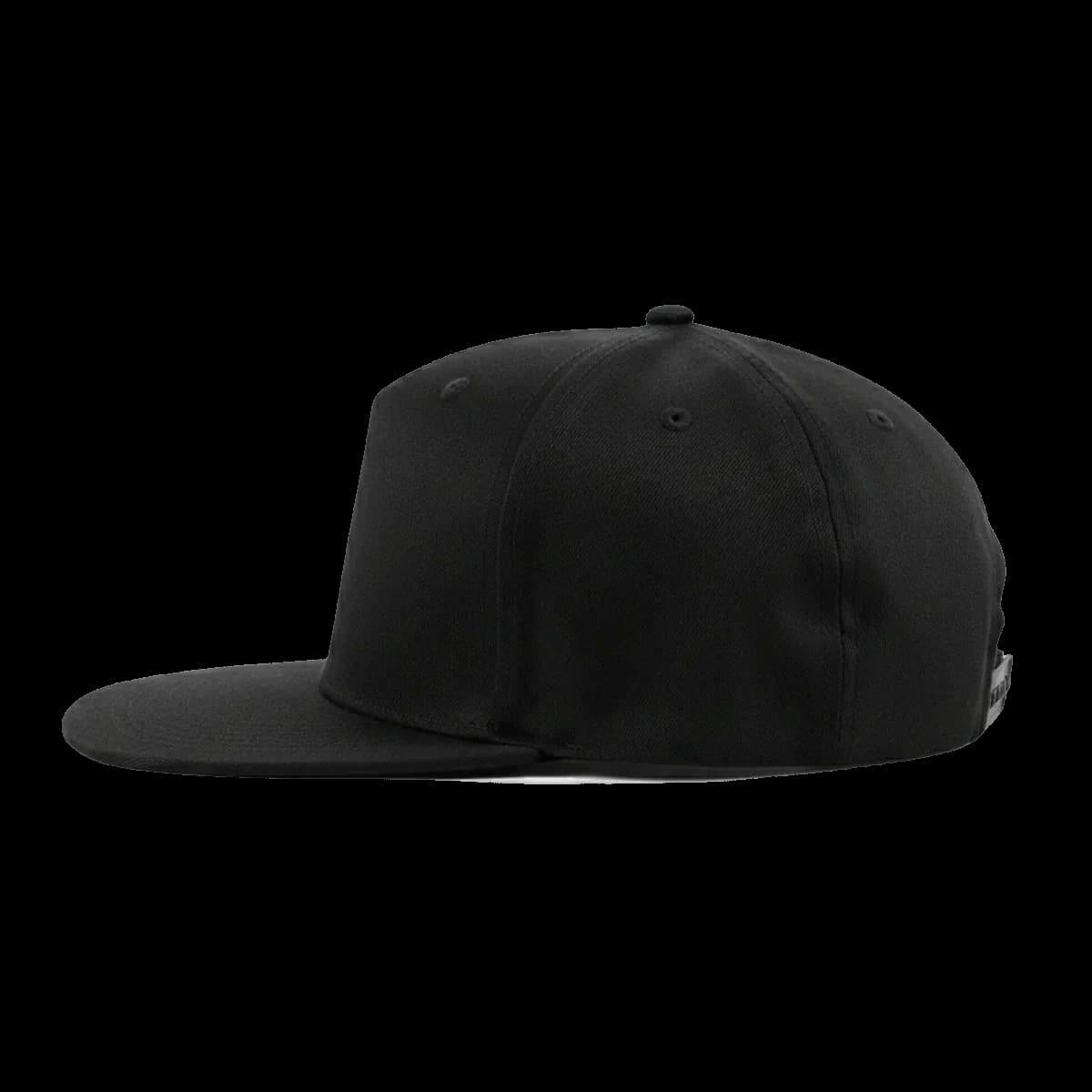 Casquette Scott brodée personnalisée noire, Snapback 5-panel profil haut, visière plate, Coton twill 100%