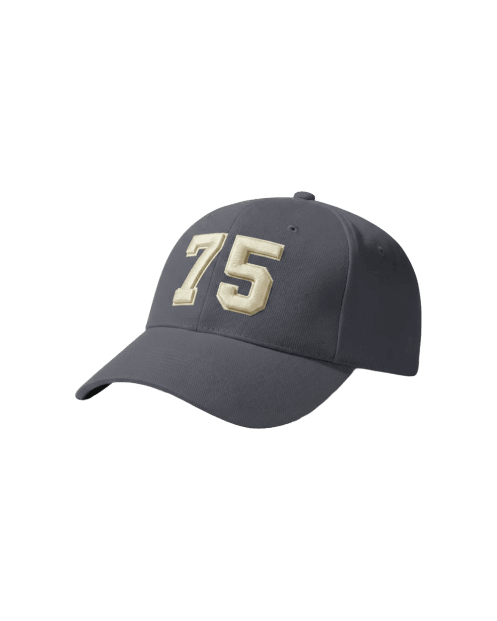 Inspiration casquette personnalisée brodée numéro 75 varsity sur baseball gris