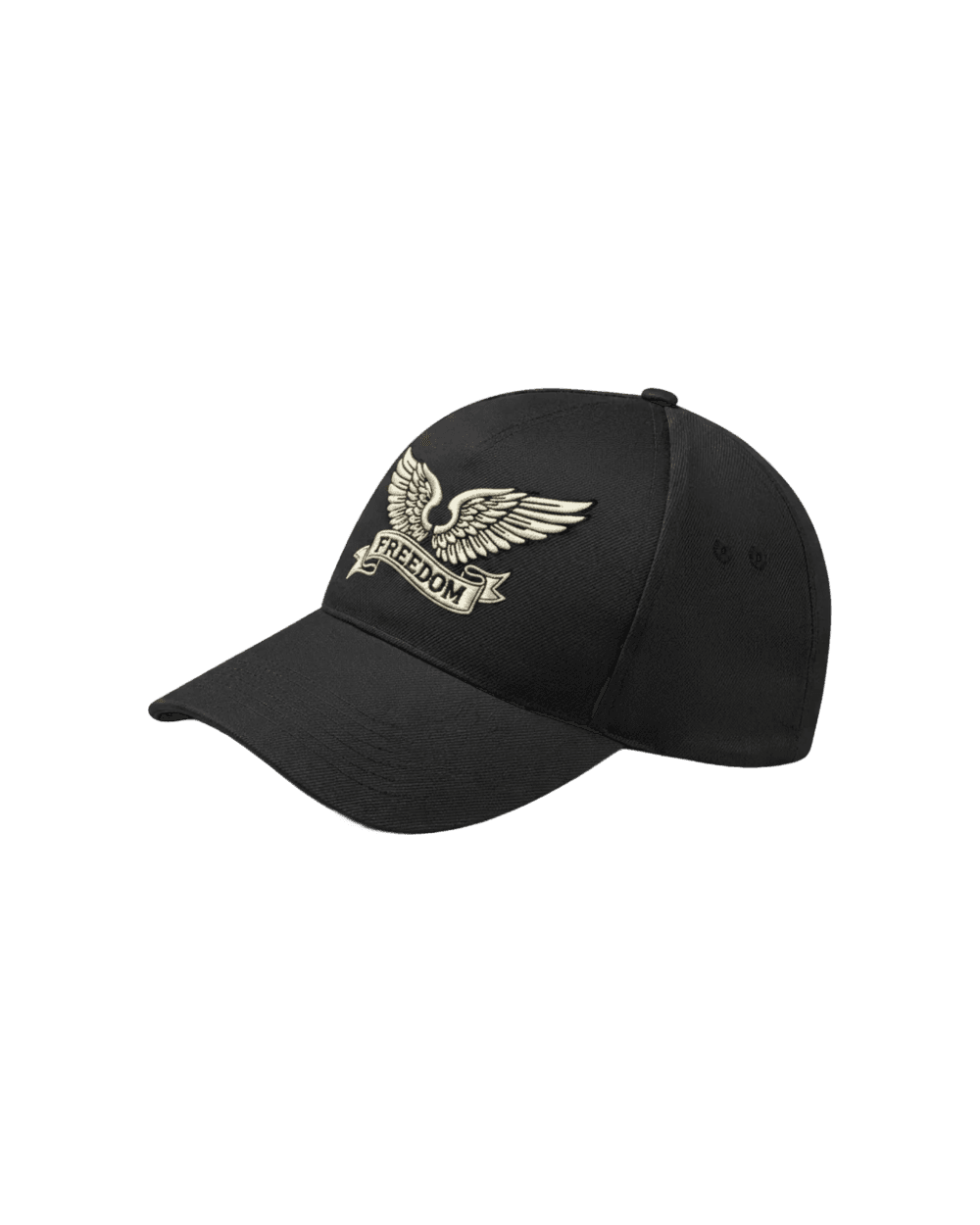 Inspiration casquette personnalisée brodée Freedom wings sur baseball noire