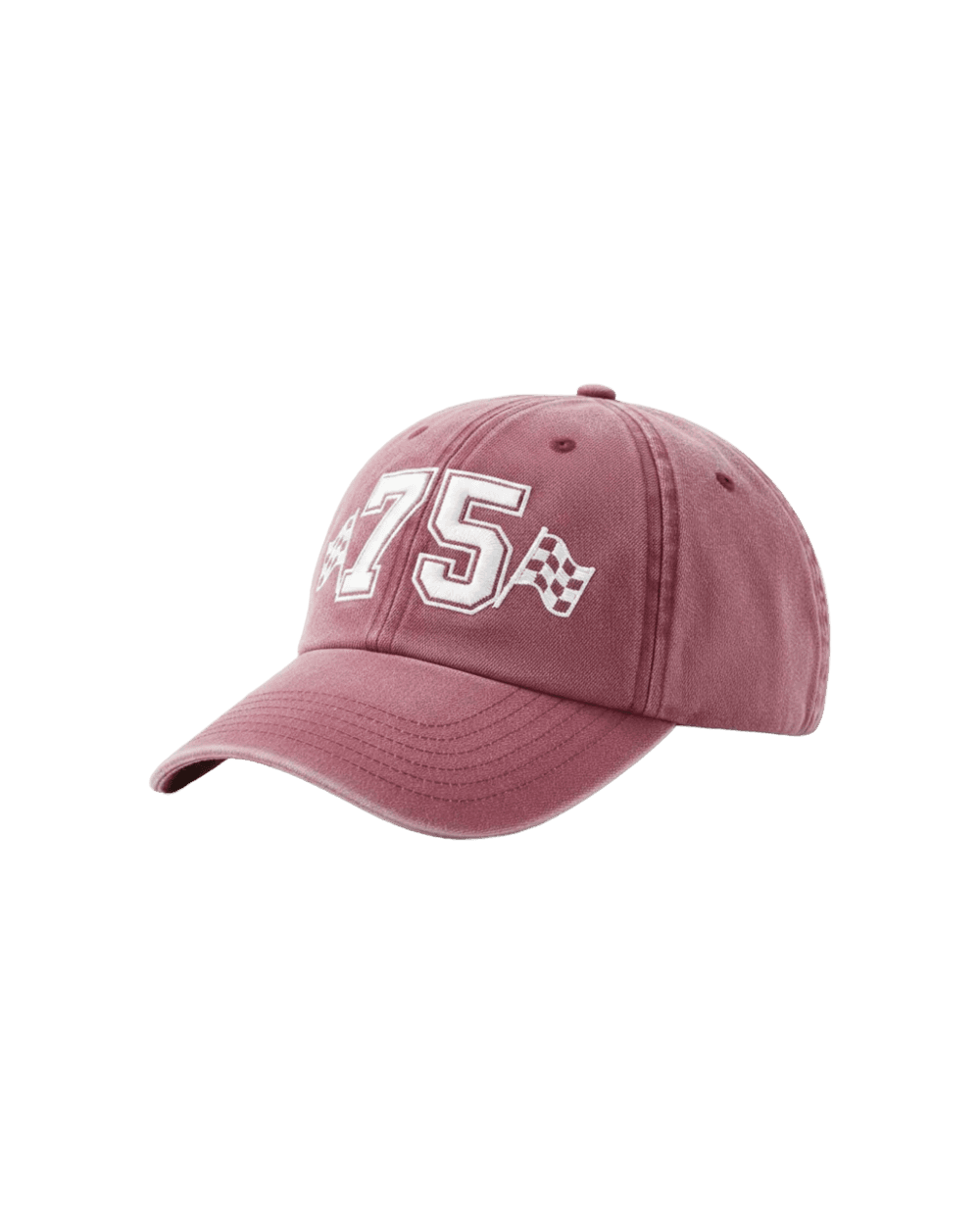 Inspiration casquette personnalisée brodée 75 drapeau damier vintage sur dad cap rose washed