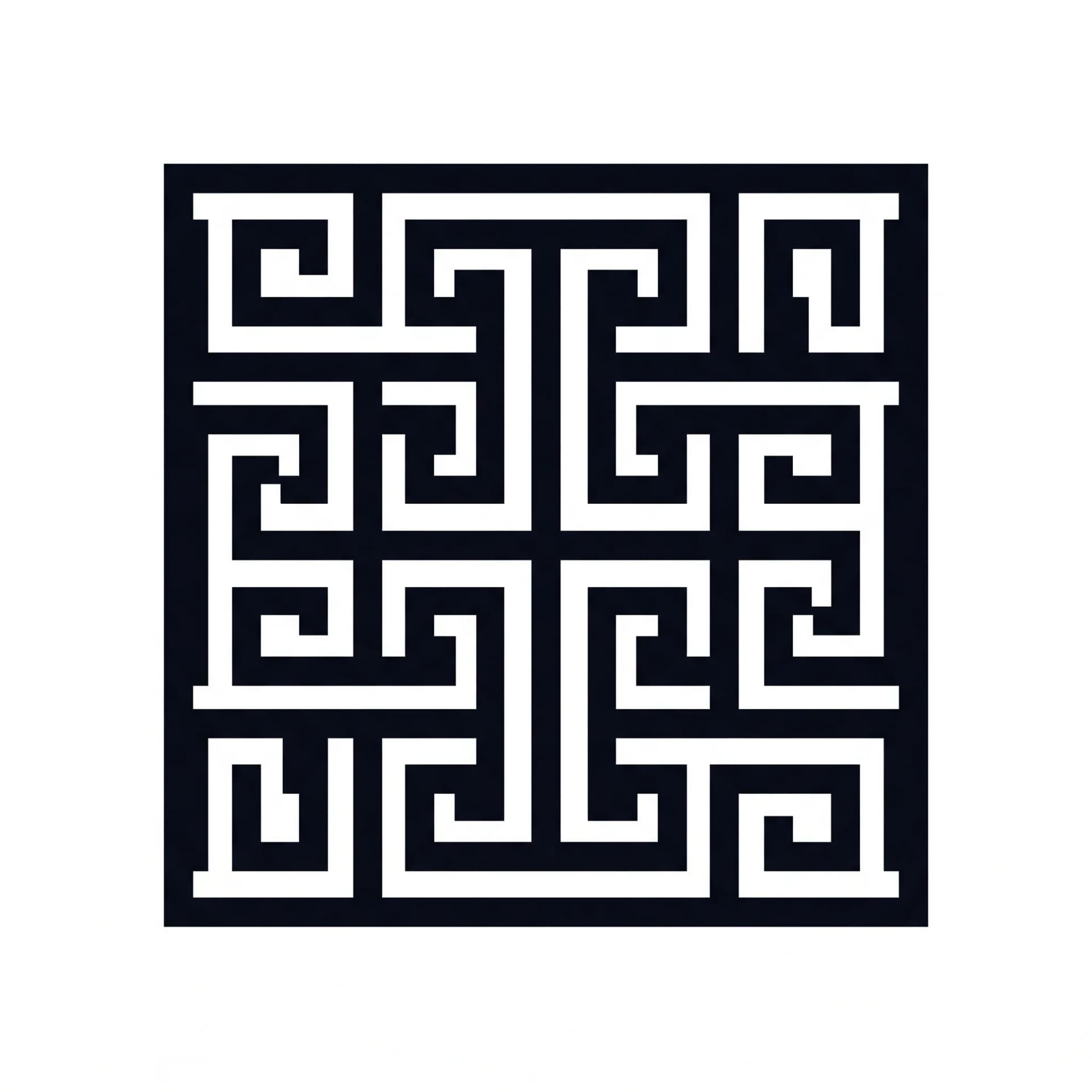 Exemple de logo brodable : motif géométrique, formes pleines, angles francs, aplat uni. broderie dense.
