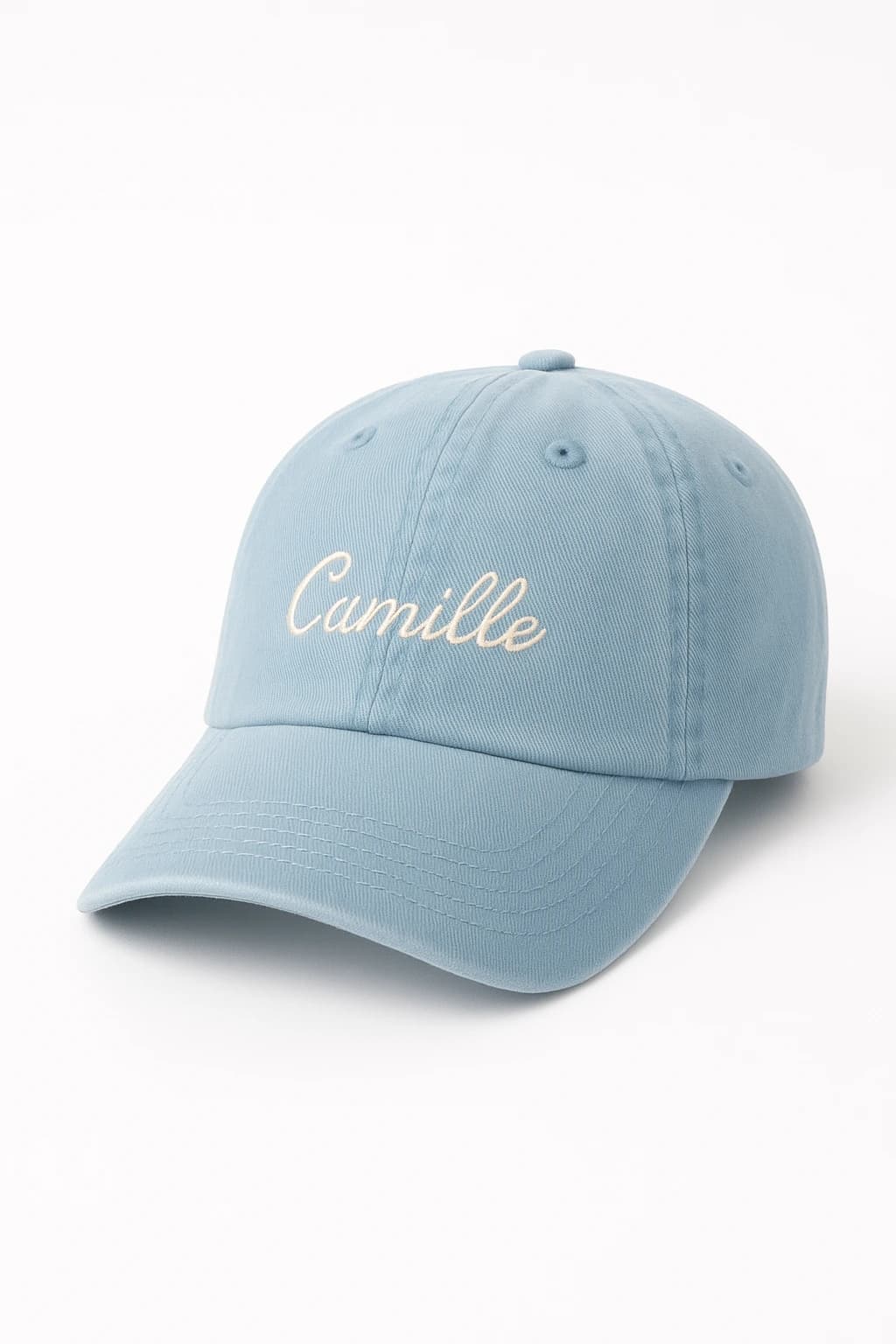 Casquette brodée 2D plate, prénom brodé en polyester, rendu plat net