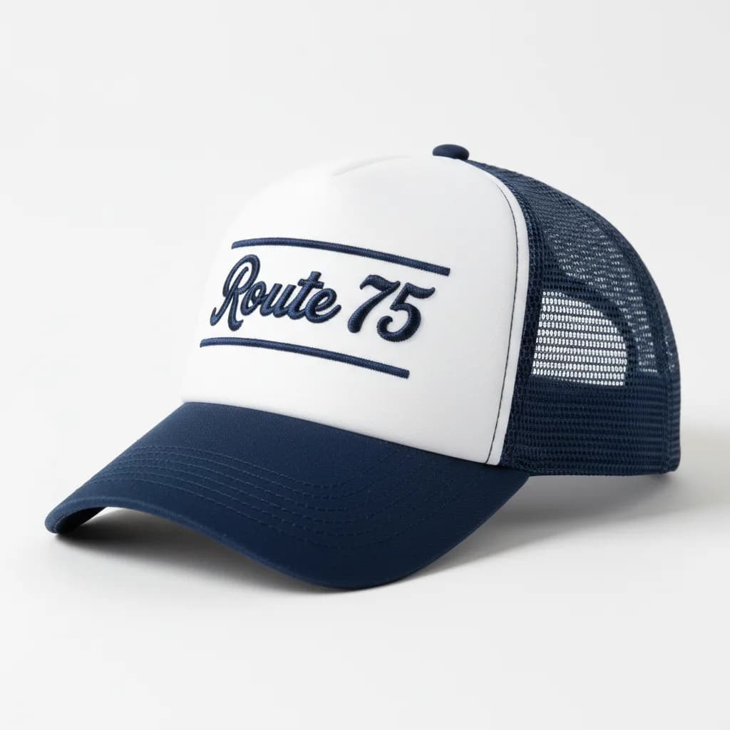 Casquette trucker brodée Route 75 pour équipe de food-truck
