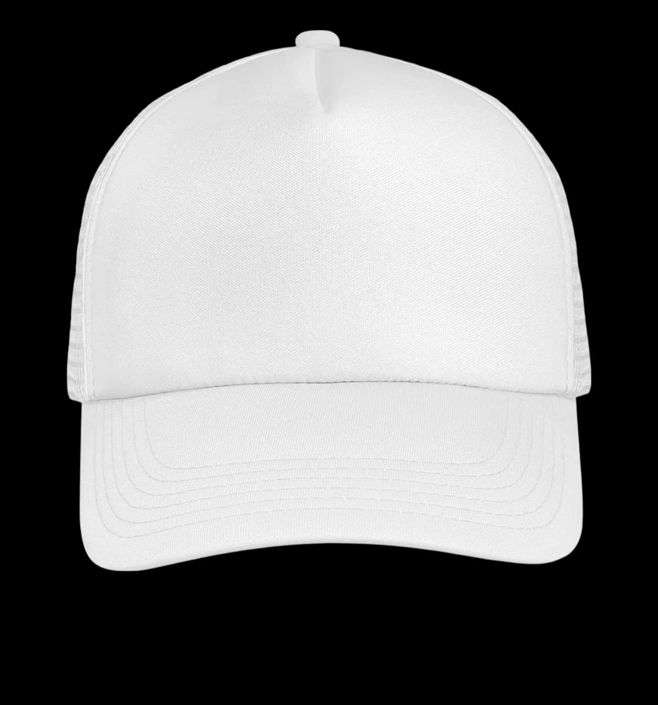 Casquette Trucker baseball 5-panel, filet ventilé brodée personnalisée Léo, coloris blanche, Coton armuré + filet polyester