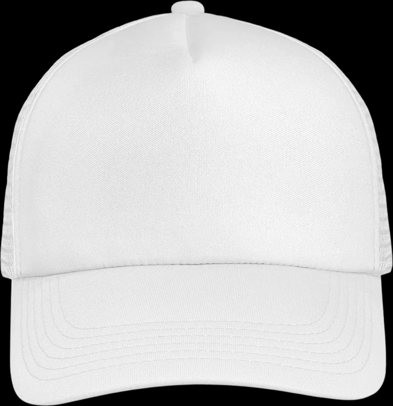 Casquette Trucker baseball 5-panel, filet ventilé brodée personnalisée Léo, coloris blanche, Coton armuré + filet polyester
