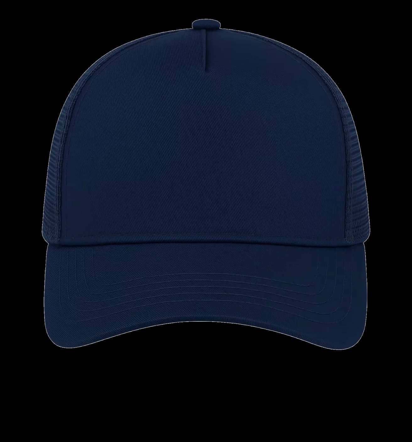 Casquette Trucker baseball 5-panel, filet ventilé brodée personnalisée Léo, coloris marine, Coton armuré + filet polyester