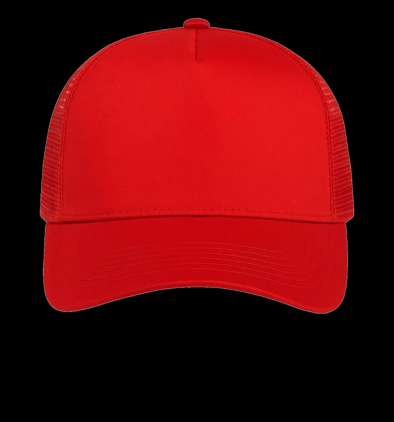Casquette Trucker baseball 5-panel, filet ventilé brodée personnalisée Léo, coloris rouge, Coton armuré + filet polyester