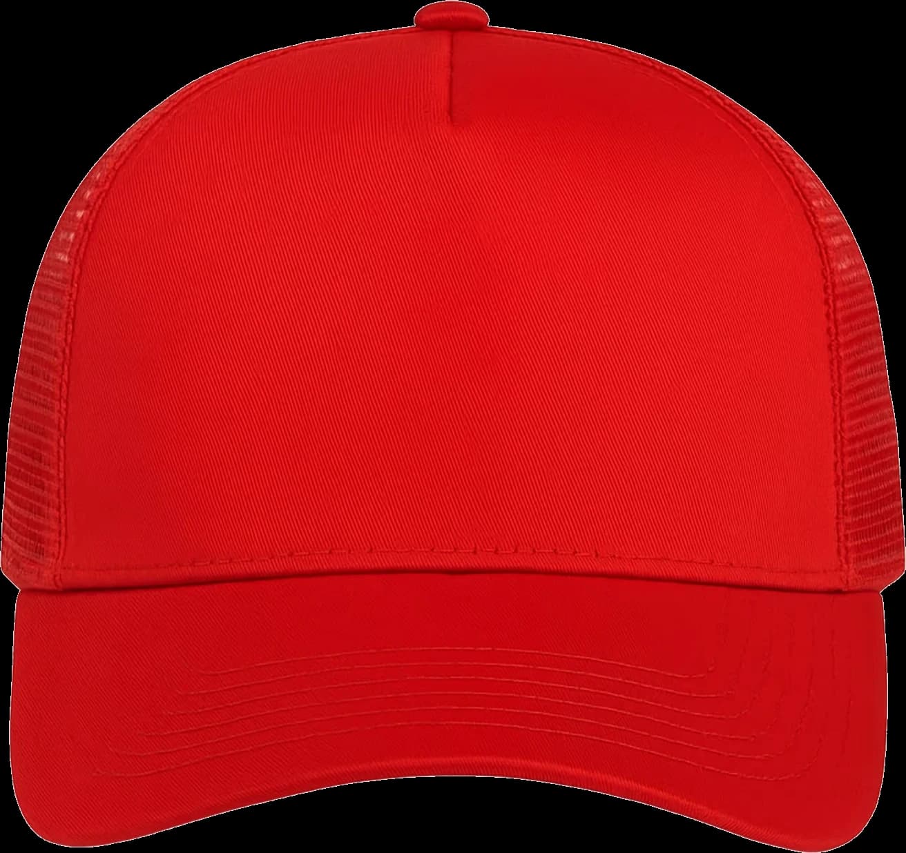 Casquette Trucker baseball 5-panel, filet ventilé brodée personnalisée Léo, coloris rouge, Coton armuré + filet polyester