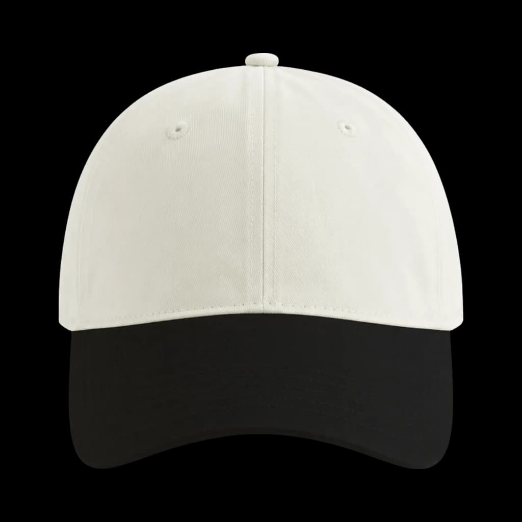 Casquette Baseball 5-panel souple, visière semi-courbée brodée personnalisée Marcel, coloris écru / noir, Coton sergé brossé 100%